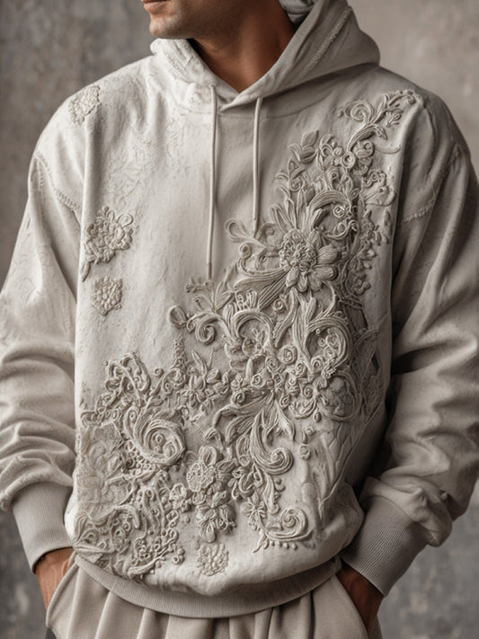 Men's Casual Retro Bohemian Embroidered Print Hoodie artswardrobe