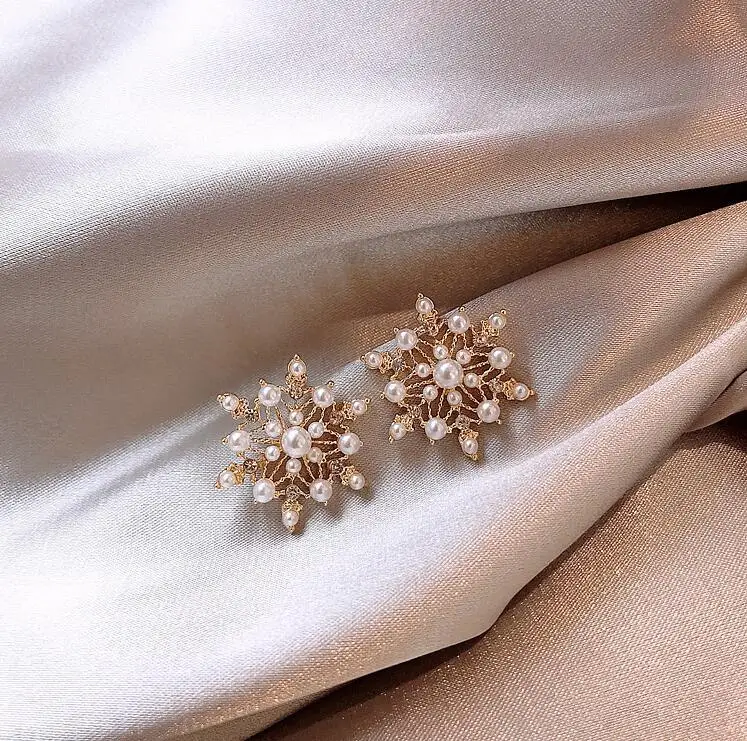 Pearl Snowflake Earrings
