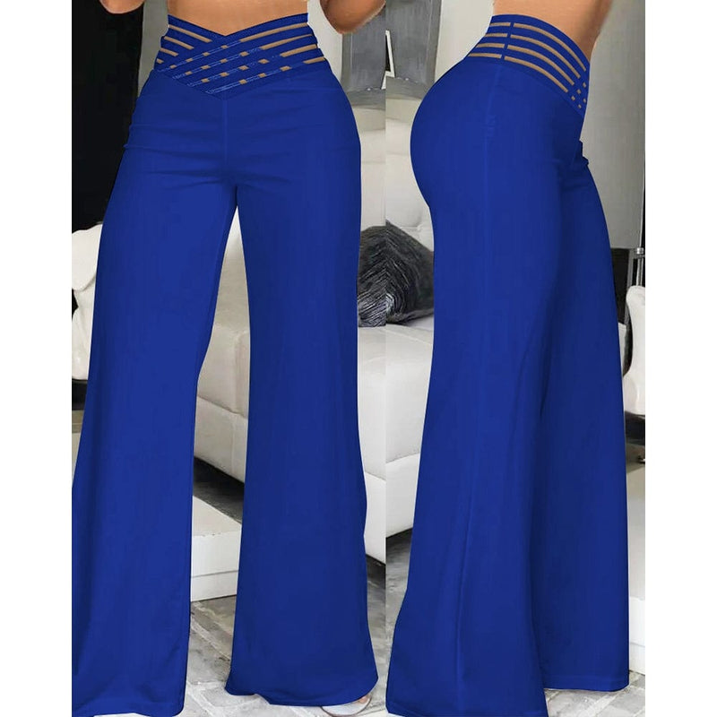 LM | Elastane flare pant with crossed waistband