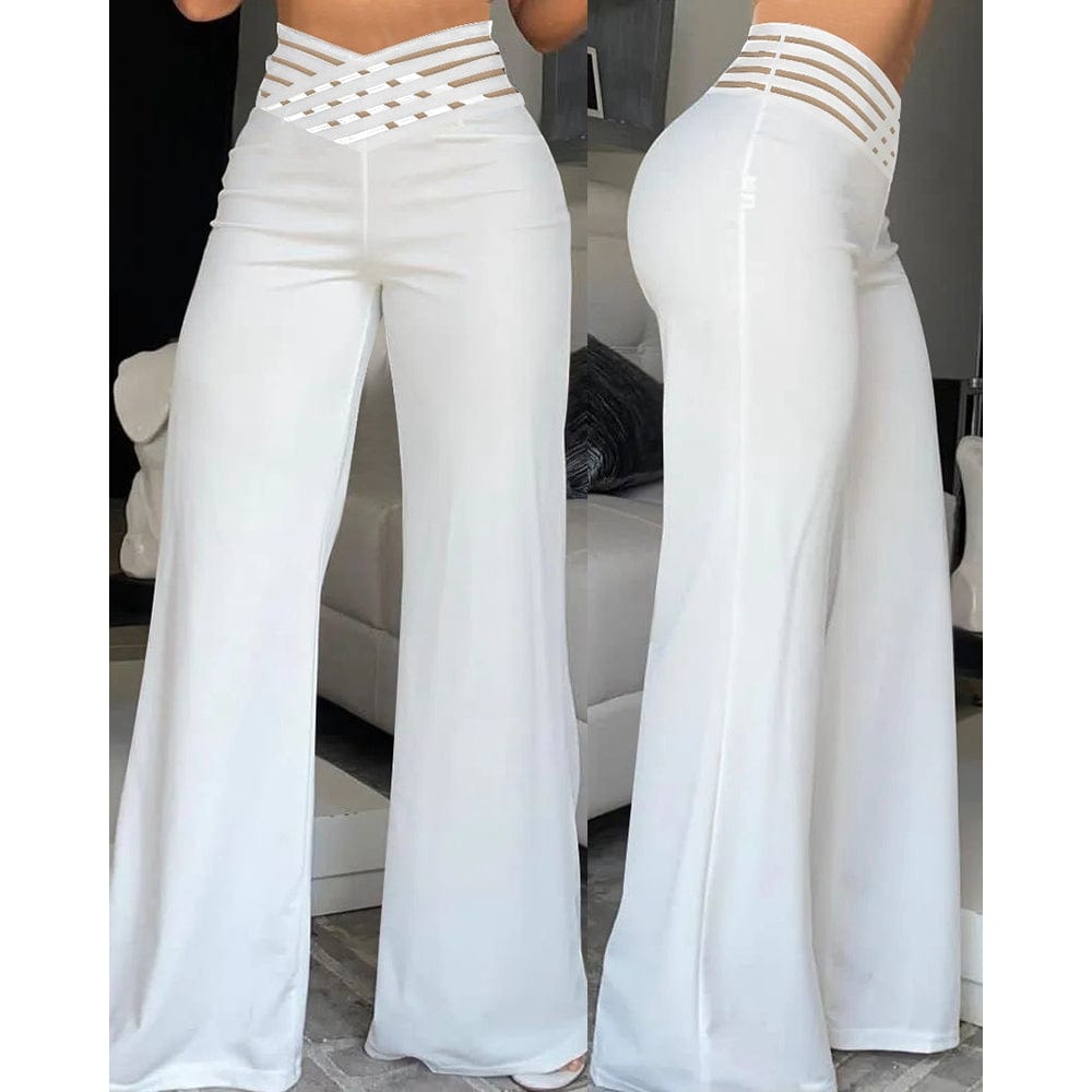 LM | Elastane flare pant with crossed waistband