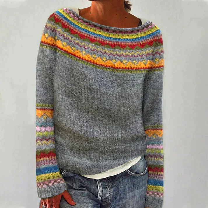 LM | Retro sweater with long sleeves and print