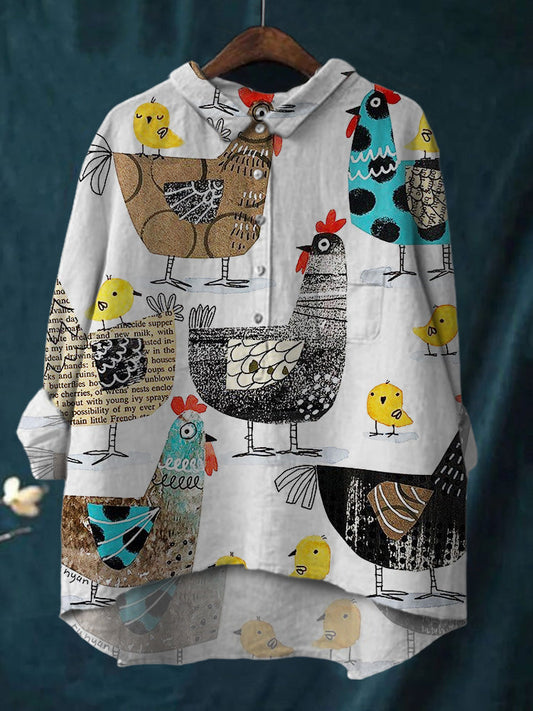 Women's Colorful Chick Print Shirt