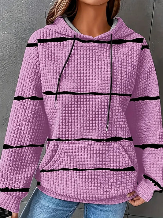 Women's Contrast Print Hooded Long Sleeve Sweatshirt 