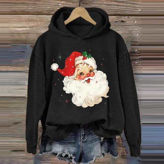 Comstylish Women's Santa Print Casual Crew Neck Sweatshirt