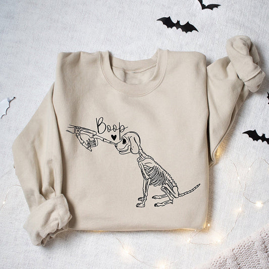 Comstylish Mexican Day Of The Dead Cute Puppy Skull Lover Graphic Cozy Sweatshirt