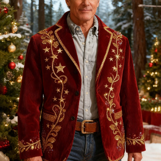 Men's Casual Christmas Print Jacket artswardrobe