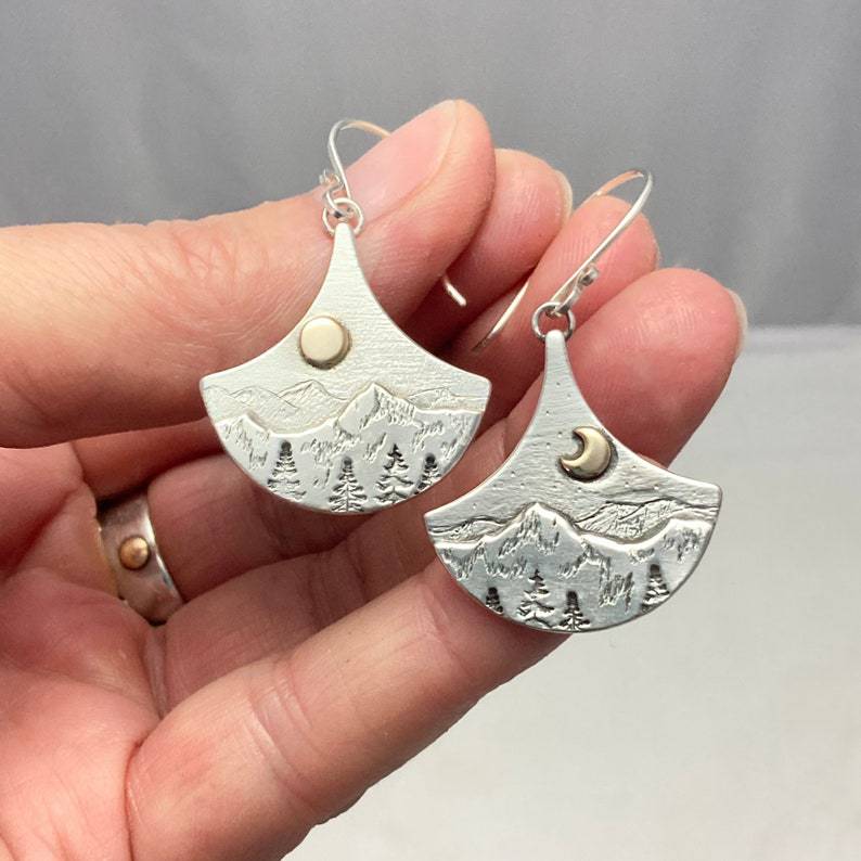 Sun and Moon of Natura Silver Earrings