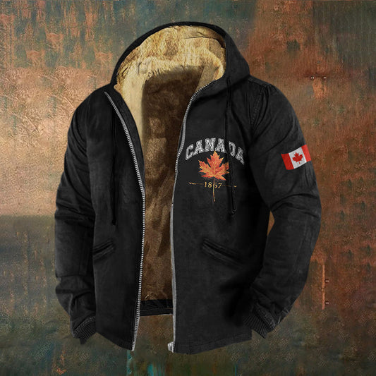 1867 Canadian Maple Leaf Flag Print Men's Hoodie elevenforest