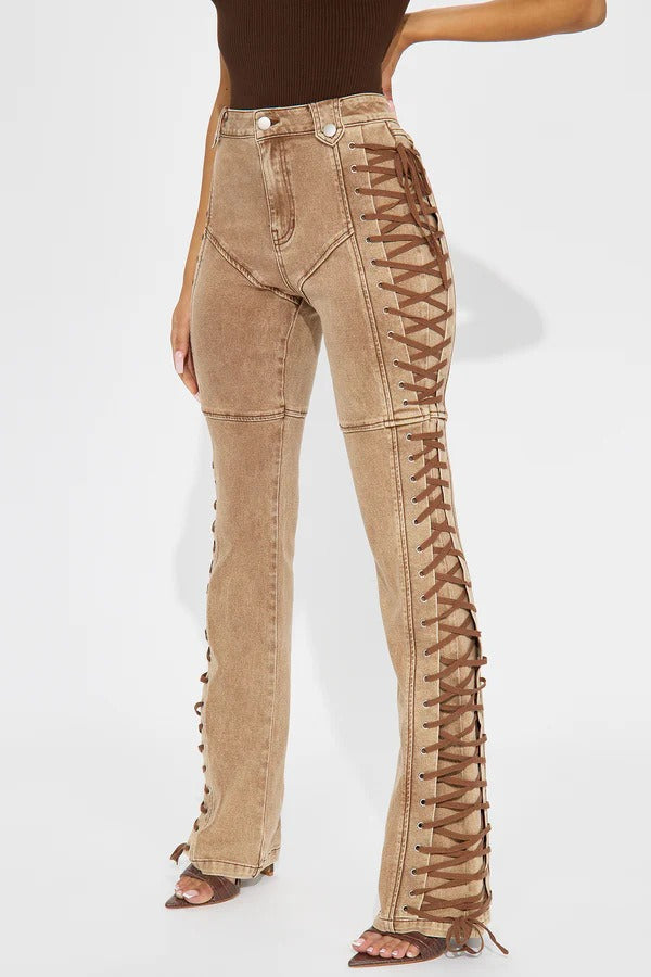 Dawstring lace-up Denim Jeans