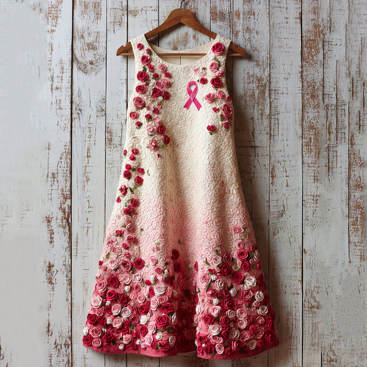 Women's Elegant Pink Rose Gradient Art Mini Dress