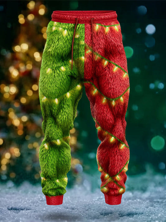 Comstylish Christmas Lights Pattern Men's Flannel Pants