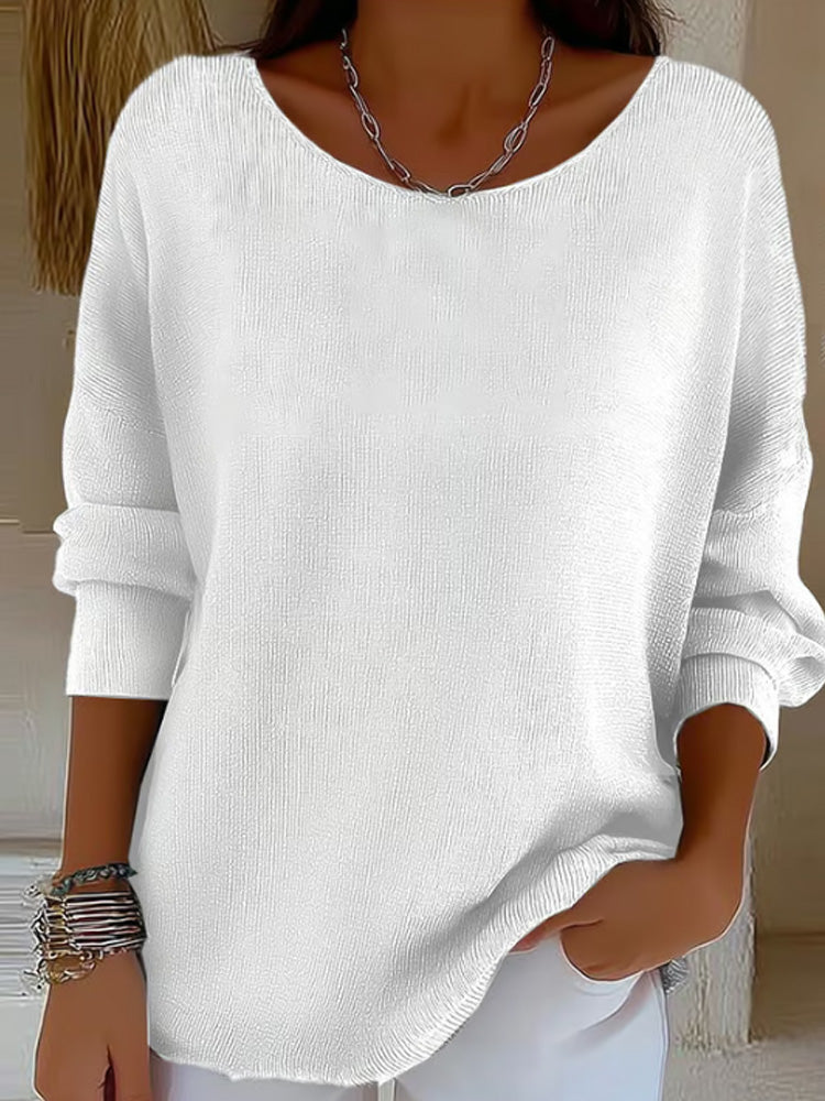 Comstylish Women's Casual Autumn And Winter Long-sleeved Ribbed Bottoming Shirt