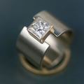 Dark Silver Inlaid Cubic Zirconia Ring