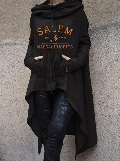 Comstylish Women's Salem Massachusetts Printed Irregular Long Sleeve Sweatshirt