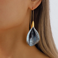 Blue & Gold Lotus Earrings