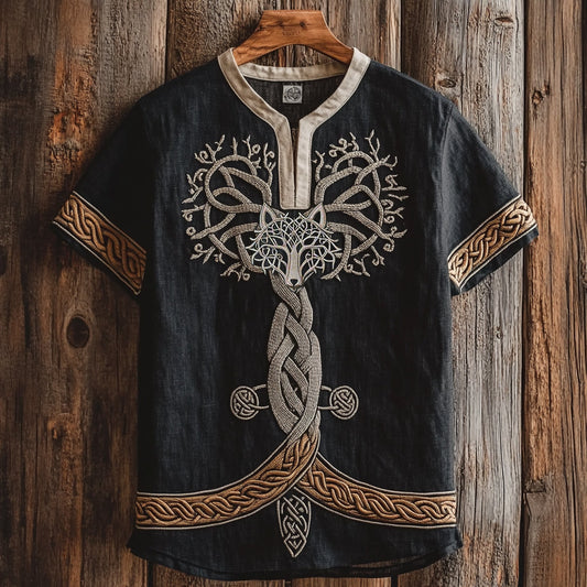 Men's Vintage Viking Wolf Celtic Linen Shirt artswardrobe