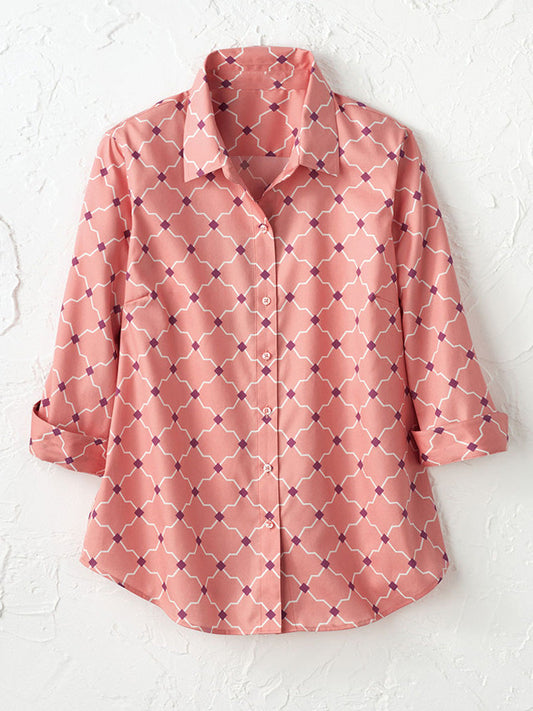 Women's Casual Simple Print Cotton Shirt artswardrobe