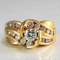 Spiral Zirconia Gold Ring