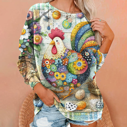 Turkey Floral Thanksgiving Print Women's Sweatshirt artswardrobe