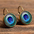 Blue Handpainted Bird Earrings
