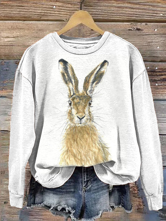 Bunny Art Painting Casual Cozy Sweatshirt artswardrobe