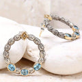 Blue Crystal Encrusted Hoop Earrings