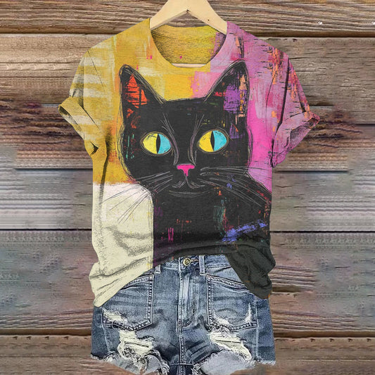 Pop Art Painting Cat Art Pattern Vintage T-shirt elevenforest