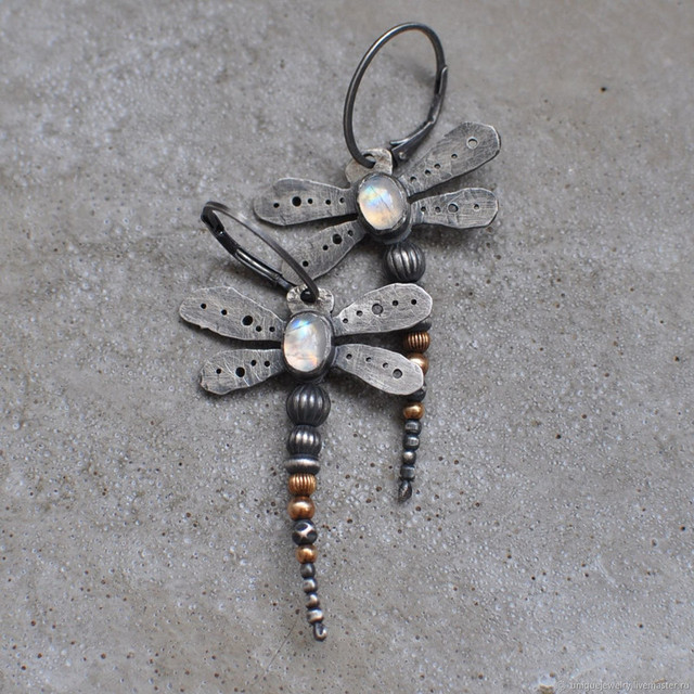 Dragonfly Moonstone Earrings