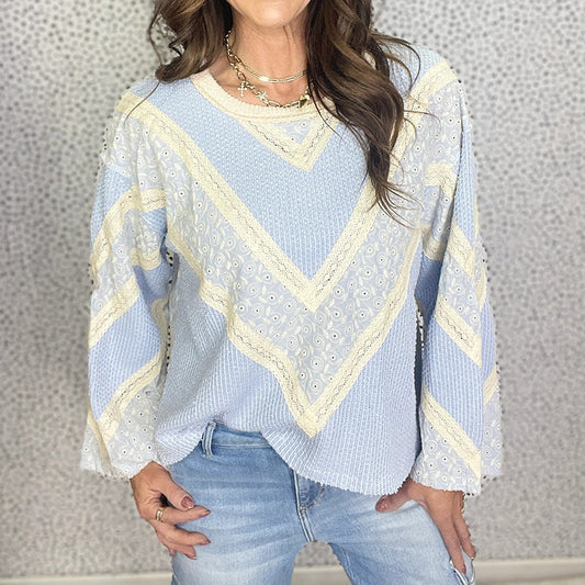 Cozy Lace Patchwork New Round Neck Women's Shirt artswardrobe