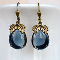 Blue Crystal Drop Gold Earrings