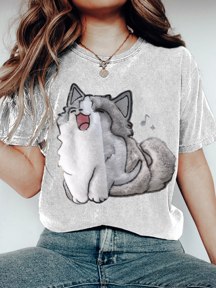 Cute Cat Plush Art Women's T-Shirt elevenforest