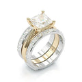 Timeless Princess Cut Bridal Ring Set – Gold & Silver