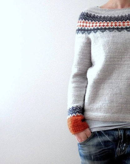 LM | Gray boho-style sweater