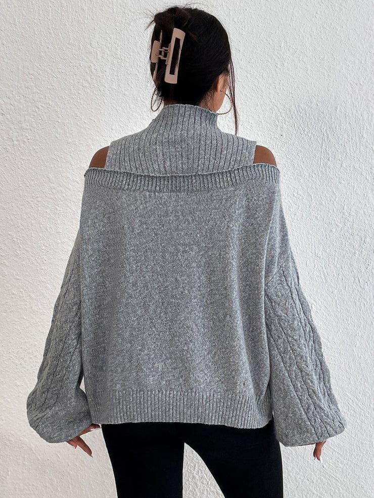 LM | MW Gray sweater with open shoulders