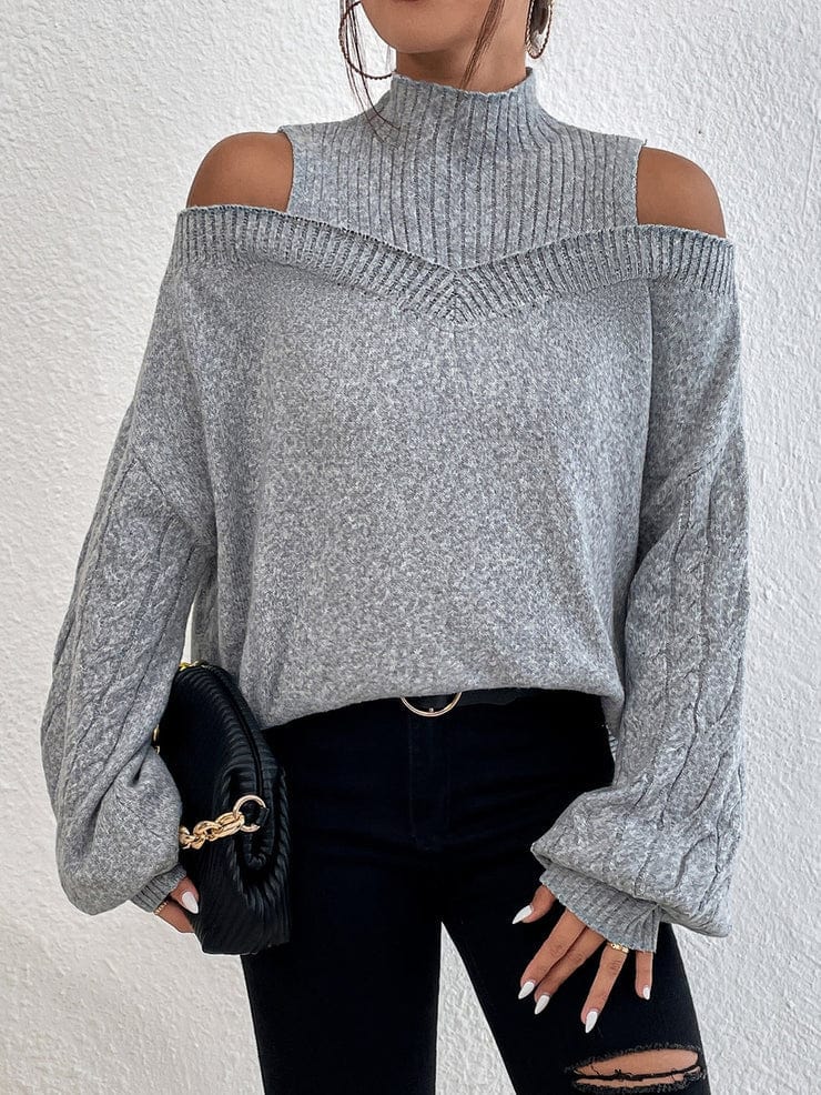LM | MW Gray sweater with open shoulders