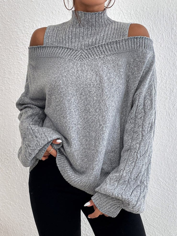 LM | MW Gray sweater with open shoulders