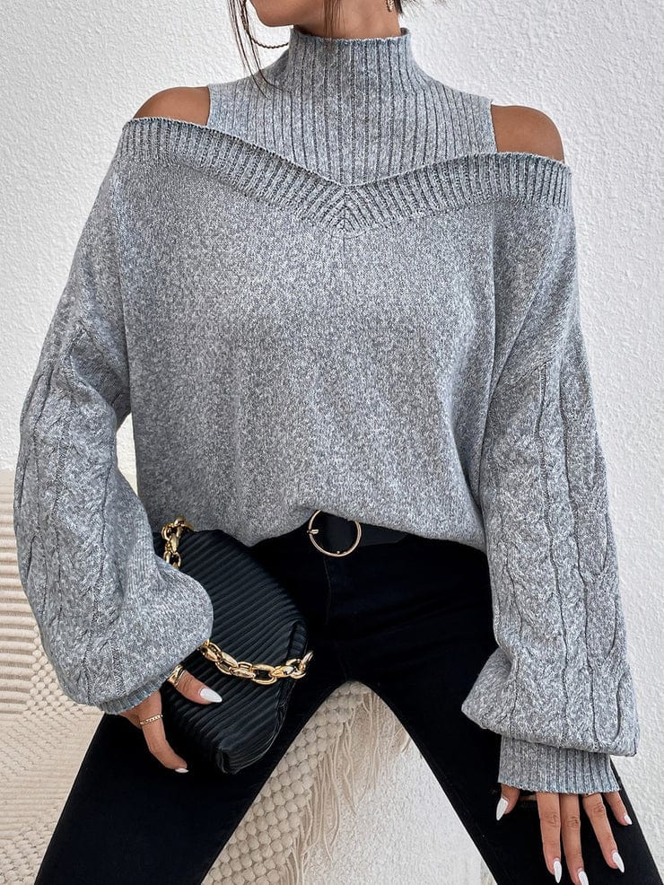 LM | MW Gray sweater with open shoulders