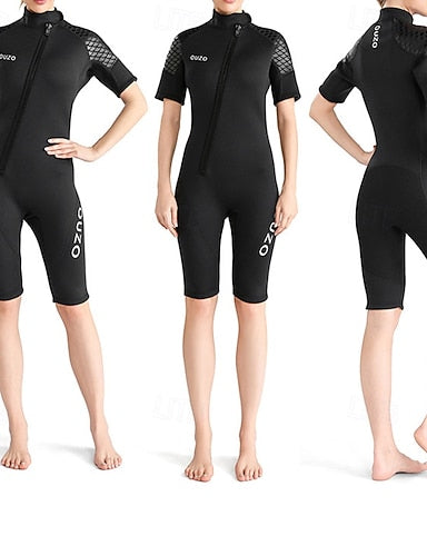 Rash Guard Full Body Swimwear Dive Skin Suit Colored Front Zip Upf50+ Quick Dry High Elasticity Short Sleeve Swimwear Surfing Diving Snorkeling Summer