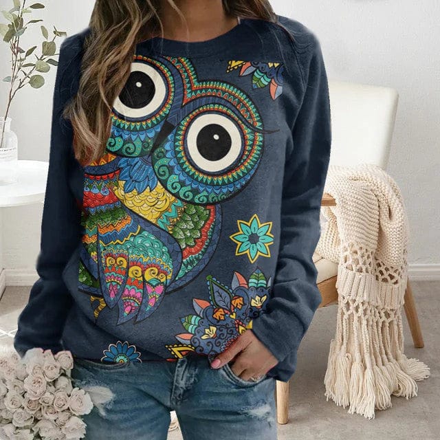 LM | Sweater with artistic owl print