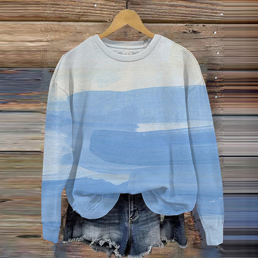 Comstylish Women's We Wear Blue Oil Painting Art Casual Sweatshirt