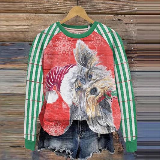Comstylish Funny Christmas Dog Print Sweatshirt