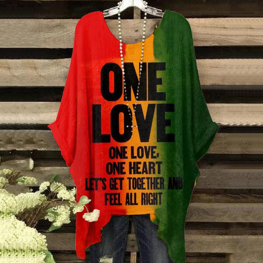 Comstylish Vintage Reggae One Love Irregular Shirt