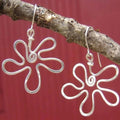 Silver Wavy Flower Earrings