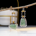 Green Stone Silver Earrings