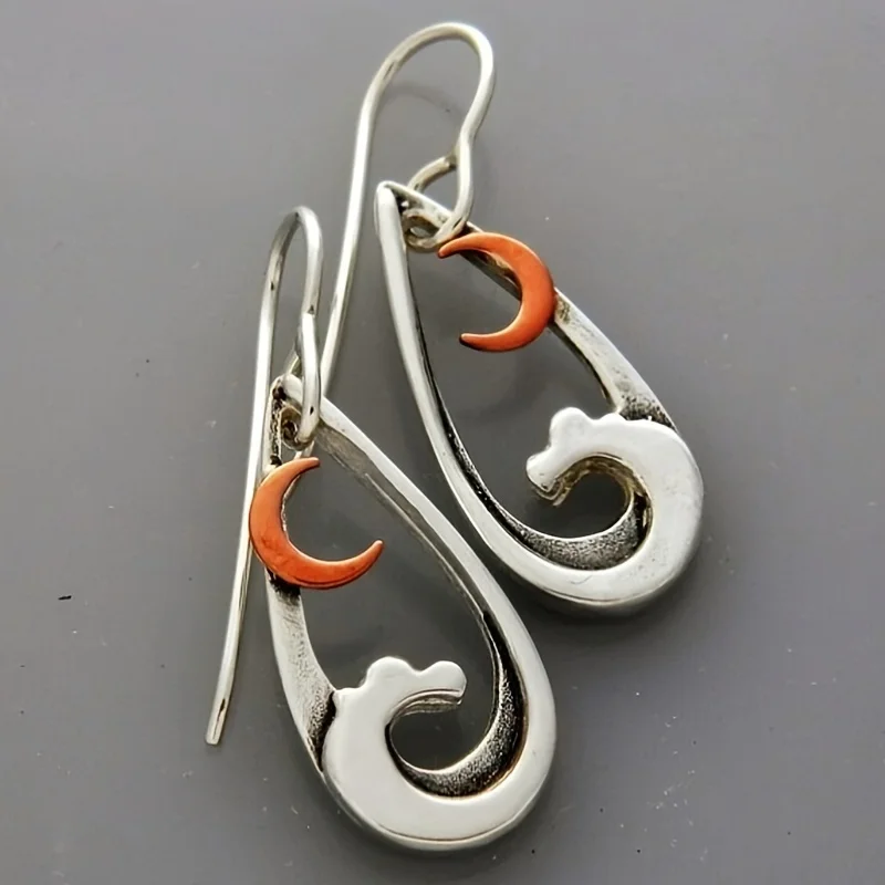 Orange Moon Wave Earrings