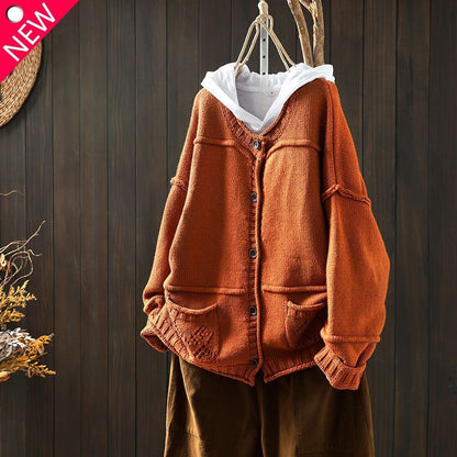 Vintage Jacquard Weave Pocket Comfy Sweater elevenforest