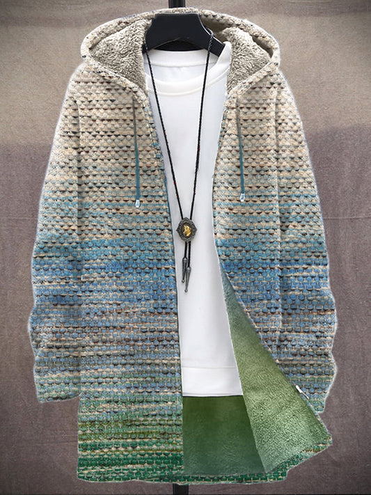 Men's Colorful Striped Cozy Hooded Cardigan artswardrobe
