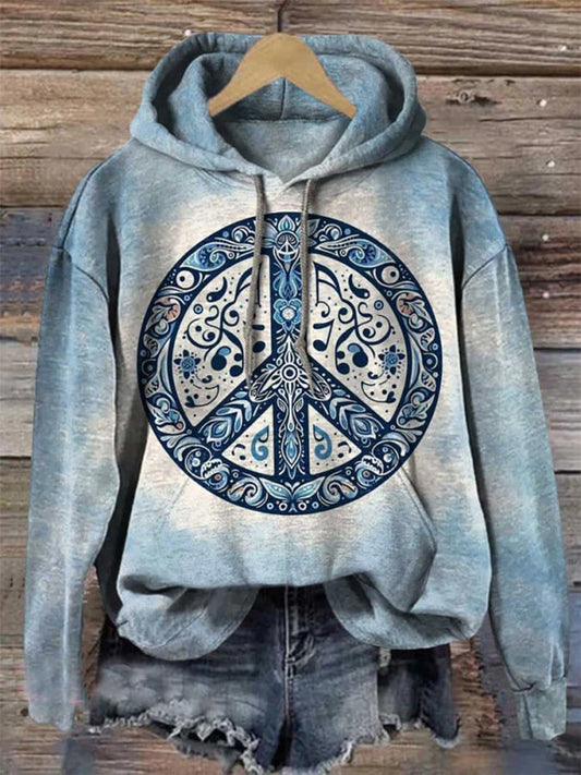 Comstylish Women's Hippie Art Print Casual Sweatshirt