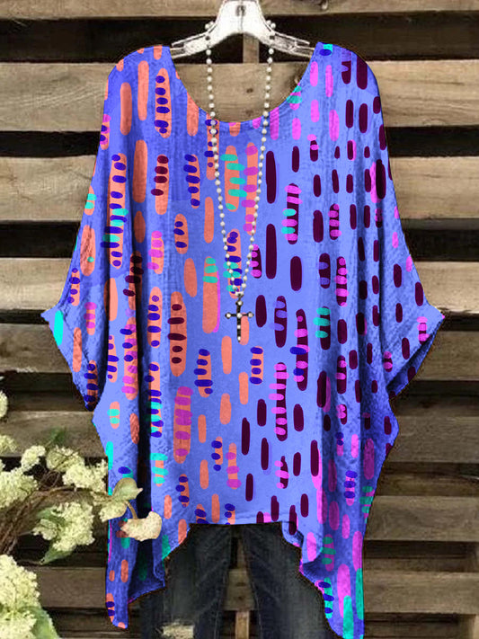 Women's Vintage Abstract Geometric Round Neck Top