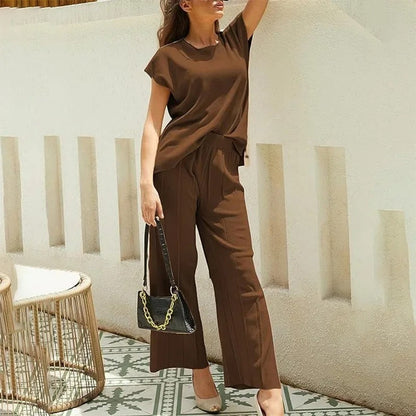 LM | MW - Elegant two-piece set with wide trousers & T-shirt